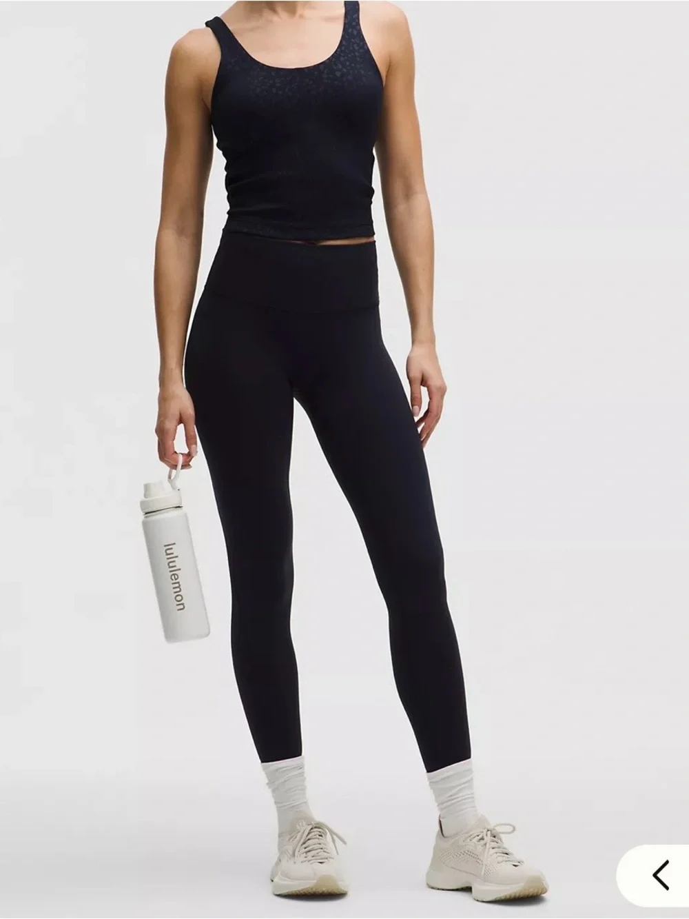 lululemon athletica Black Scoop-Neck Jacquard Sports top.